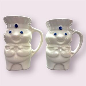 Vintage 1985 Pillsbury Doughboy Ceramic Mug Set of 2 EUC